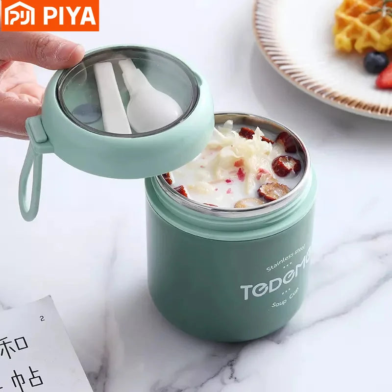 510ml Stainless Steel Lunch Box with Spoon Thermal Food Container Vaccum Cup Insulate Bento Box Thermos Soup Cup For Kids School Quick Pick Grocers